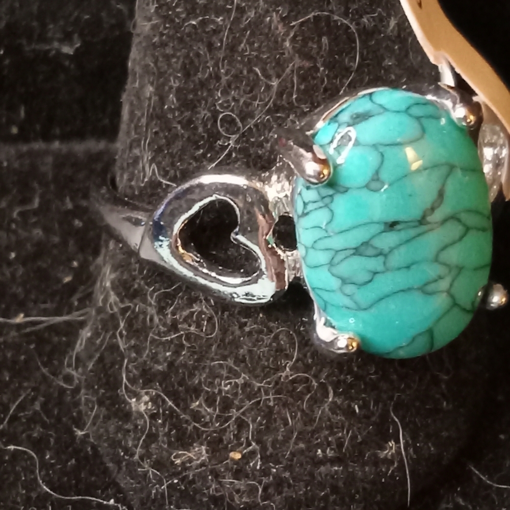 BLOWOUT PRICING Blue Natural Stone And Silver Plated ring women Size 10